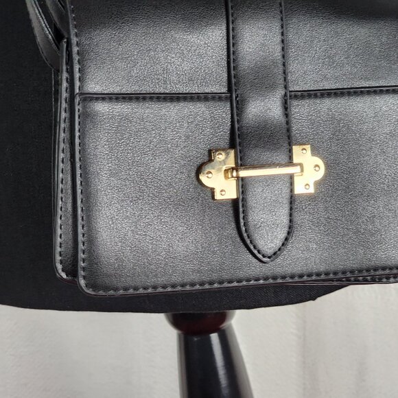 Cruise Club Dark Navy PVC Poly Gold Hardware Baby Satchel Clasp Cross Body Purse - Picture 7 of 16